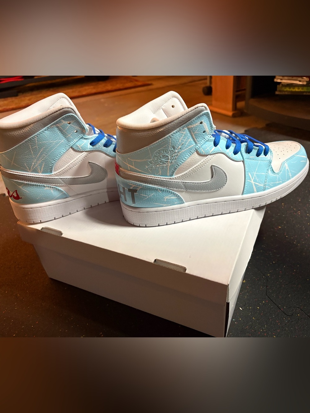New Men’s Jordan Limited Edition White & Light Blue High-Top Sneakers